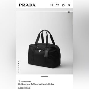 Black Prada Nylon Duffel Bag